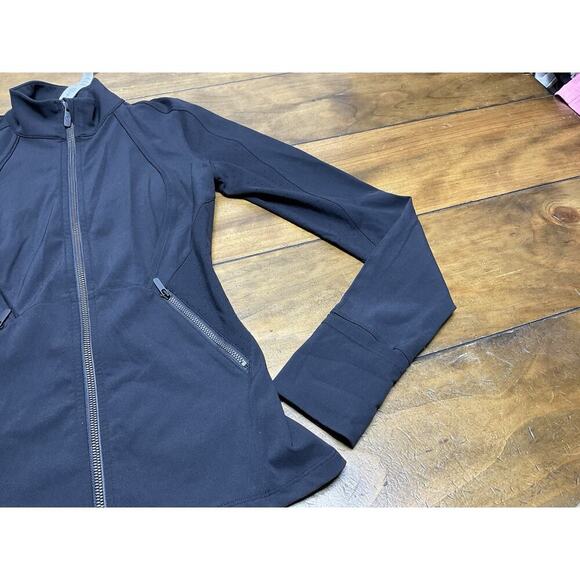 Lululemon Jacket Womens 4 Black Sleek Essentials Full Zip Mock Neck Stretch - Picture 5 of 13